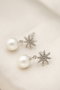 Heliophilia Silver Pendientes de Metal con Perla y Estrella Plata